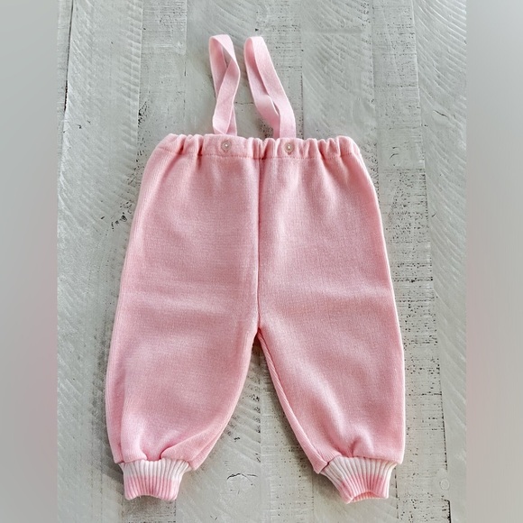 Vintage Little Girls 70’s Ice Skating Bear Pink Sweater Outfit in size 9-12 M - Picture 6 of 12